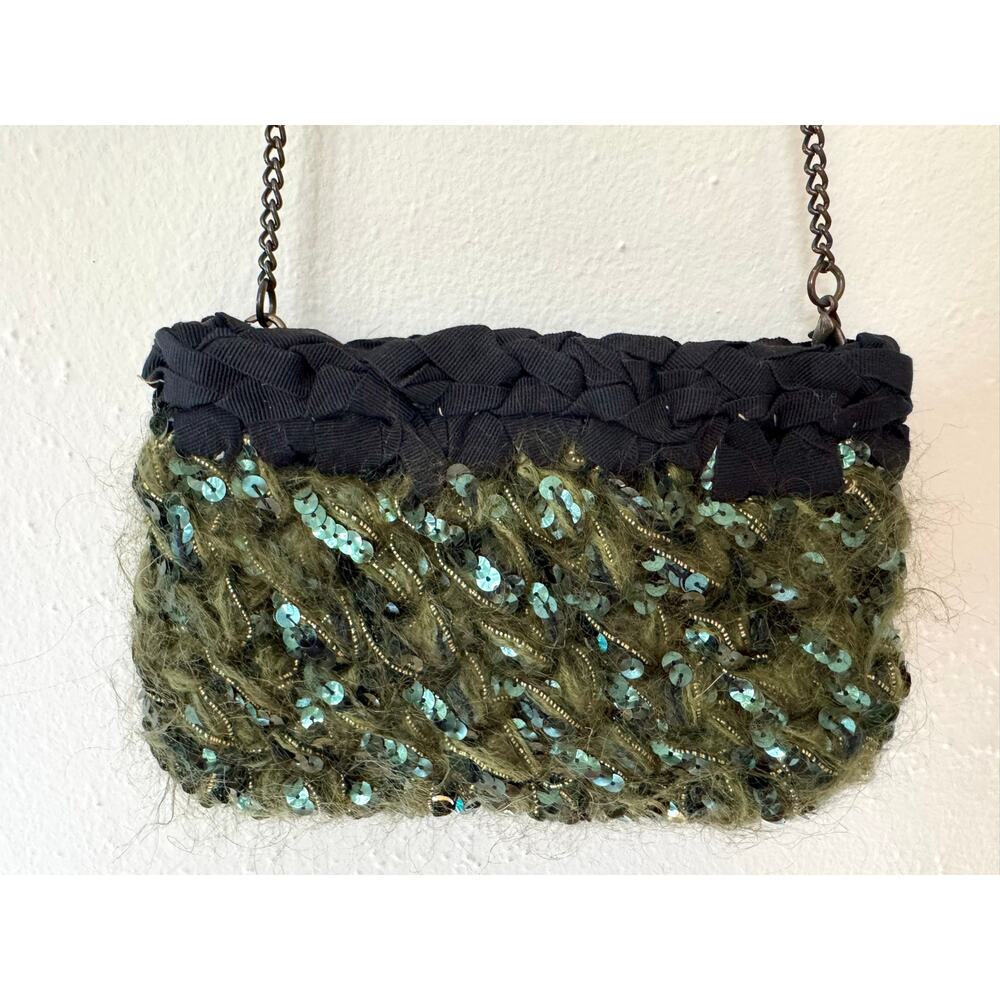 Rare Lorenza Gandaglia Sequin and Wool Clutch Purse Handmade In Italy - Picture 2 of 9